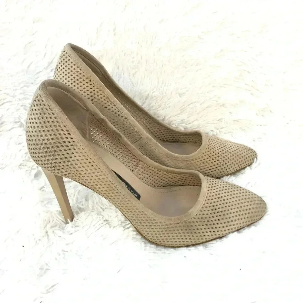 French Connection Suede Perforated Detail Heels. - Picture 2 of 7